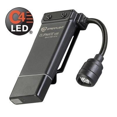 Streamlight 61125 ClipMate USB Light, Black, 70 Lumens, White/Red LEDs - Streamlight