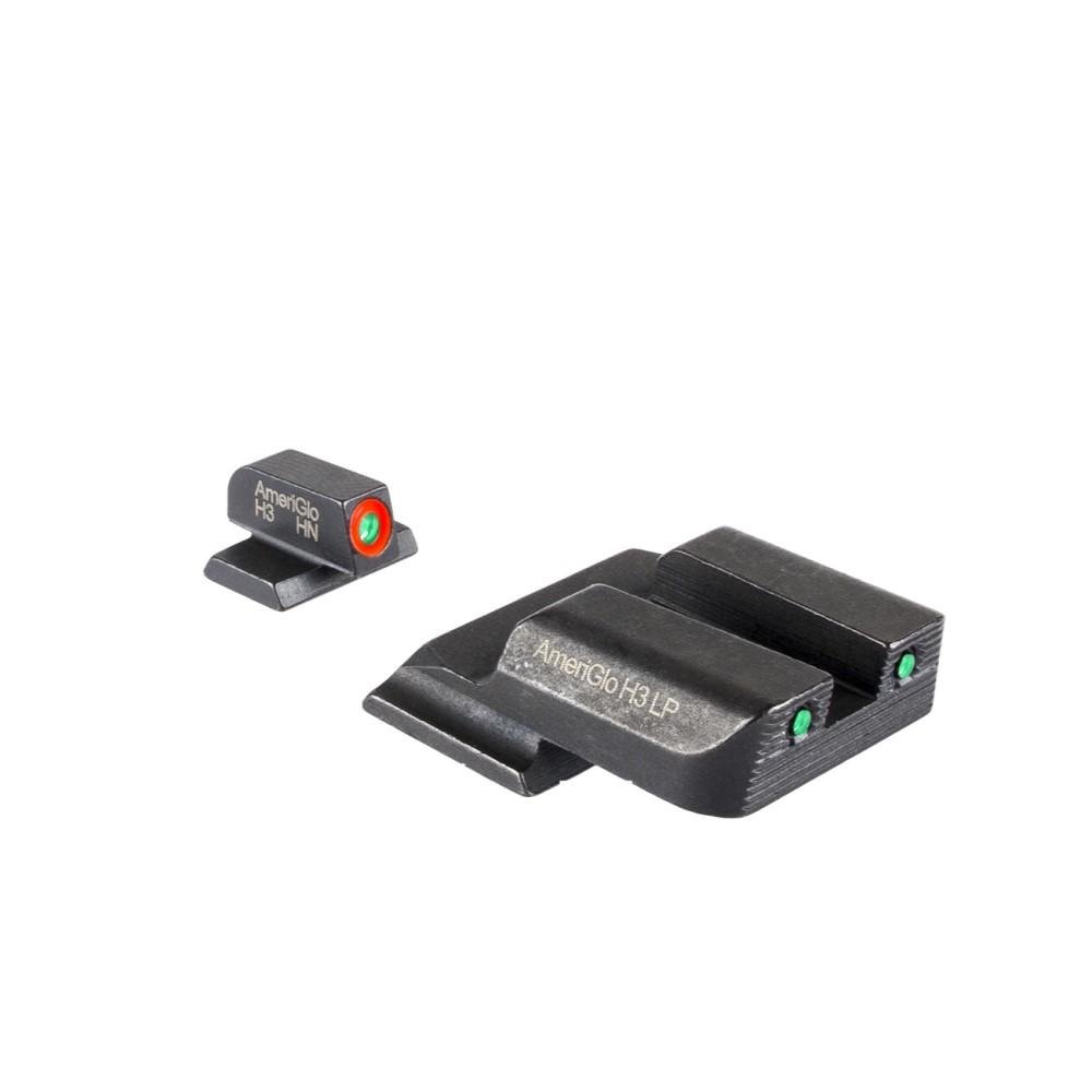 AmeriGlo SW-823 Trooper Tritium Sight Set S&W M&P Shield Green/Orange - Ameriglo