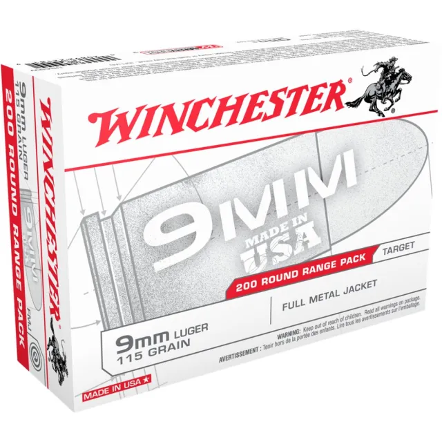 Winchester Ammo USA9W Target 9mm Luger 115 gr FMJ 200 Rounds - Winchester - 9mm Luger