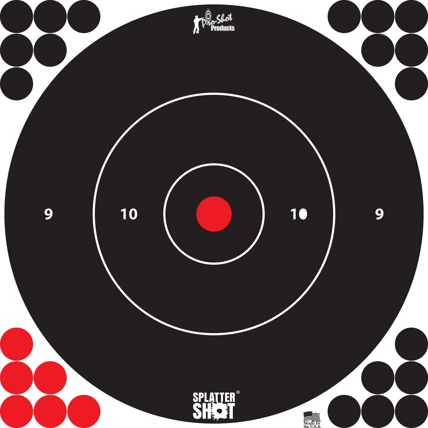 Pro-Shot 12BWHTE5PK SplatterShot Self-Adhesive Paper Black/White 12" Bullseye 5 Pack - Pro-Shot Products - 12"