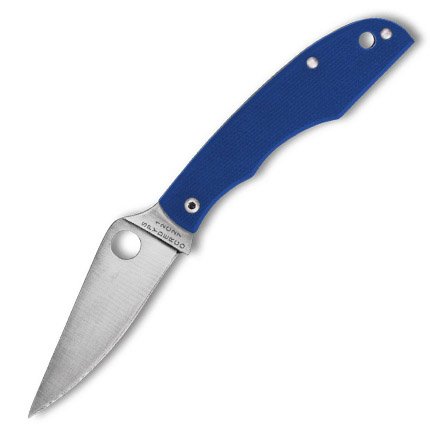 Spyderco Grasshopper Folding Knife 2.3" Satin Plain Edge Blue Handle C13... - Spyderco