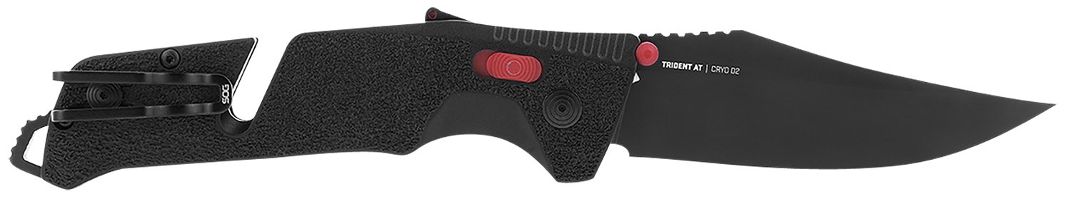 SOG Trident AT SOG11120141 3.70" D2 Steel Folding Knife Black/Red Handle - SOG