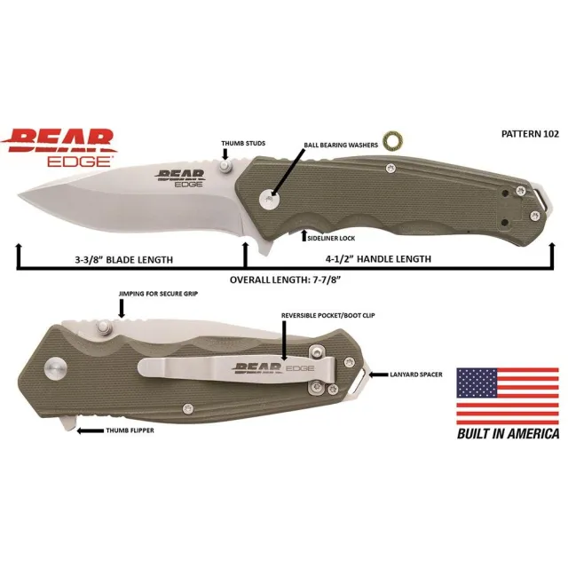 Buy BEAR & SON 61102 4.5" OD Green G10 Sideliner with Trigger online