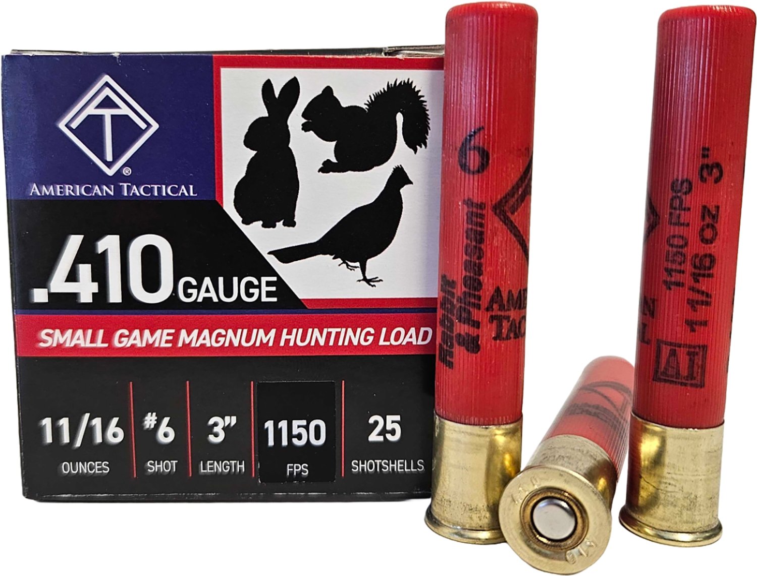 ATI ATIAC41036 Target Load 410 Gauge 3" 11/16oz 6 Shot 1150fps 25/Box - American Tactical Imports - 410 Gauge
