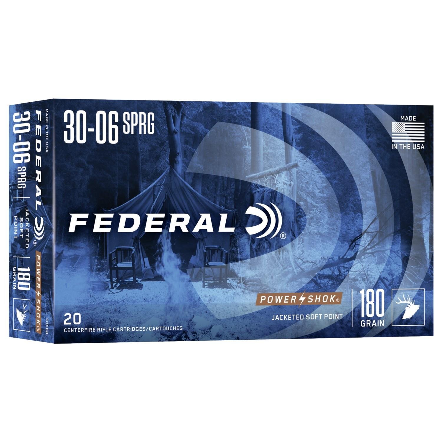 Federal 3006B 30-06 Springfield 180 Grain Soft Point 20 Rounds Box - Federal Premium Ammunition - 30-06 Sprg