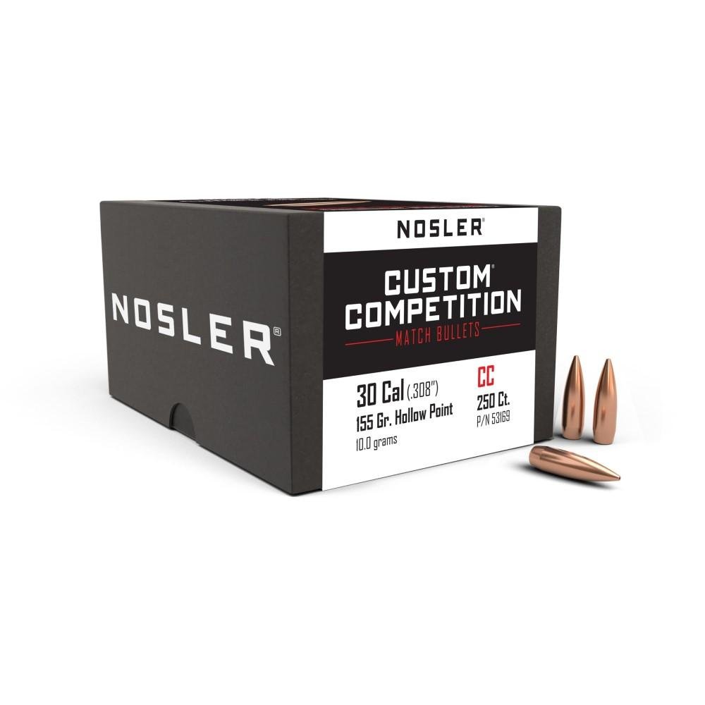 Nosler .30 Caliber 155gr HPBT Custom Competition Rifle Bullets, Aerodynamic Efficient, 250 Count - Nosler - 30 CALIBER