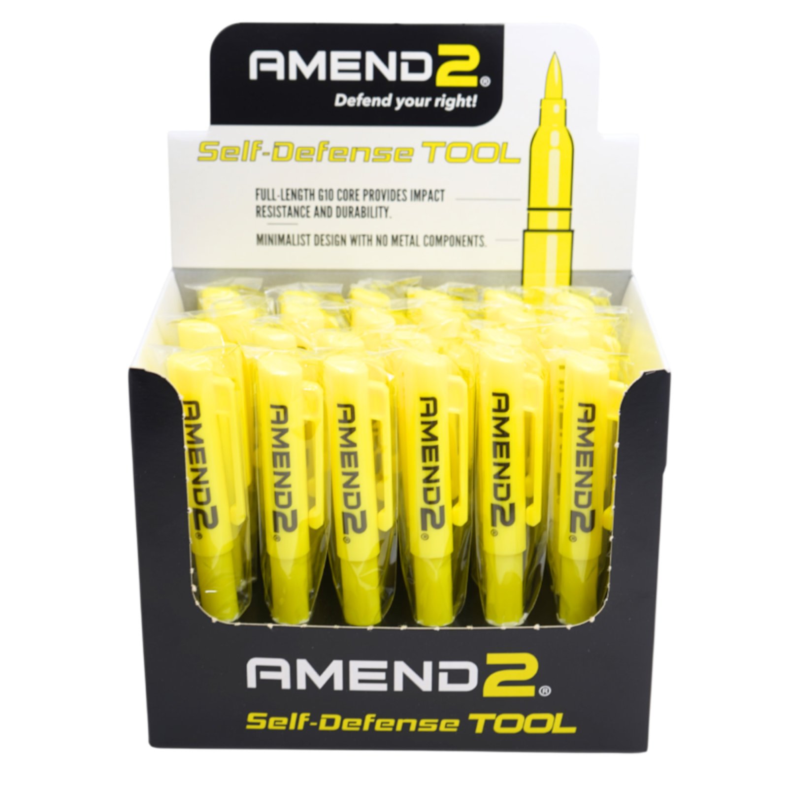 Amend2 G10 Self-Defense Pen Yellow Display with 24 Pens - Amend2