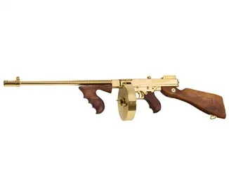 Auto-Ordnance Thompson .45ACP Semi-Auto, 16.5" Finned Barrel, 50rd Drum, Walnut Stock, Titanium Gold Plate - Auto-Ordnance - .45ACP