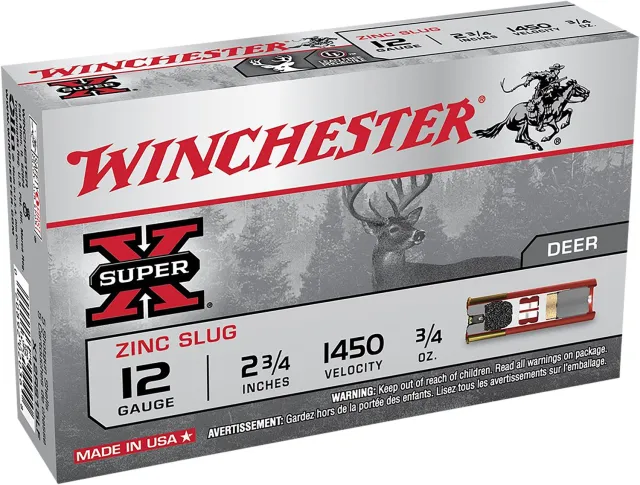 Winchester Super X 12 Gauge 2.75" 3/4 oz 1450 fps Zinc Slug Shot