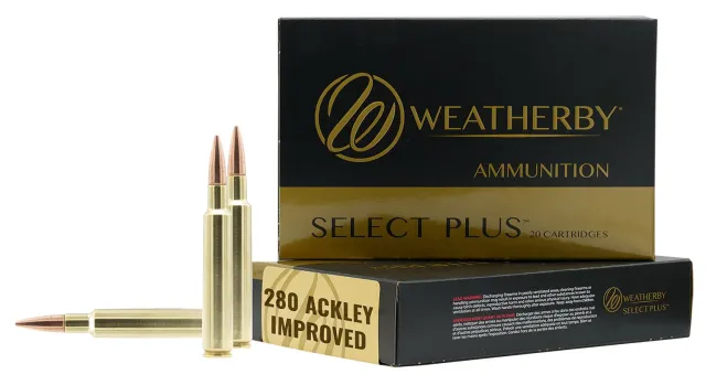 Weatherby M280A139HCB Select Plus .280 Ackley Improved 139 Grain 20-Rounds - Weatherby - 280 Ackley Improved