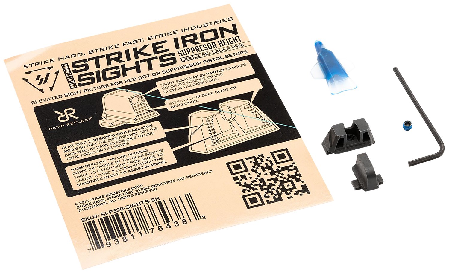Strike Industries P320SIGHTSSH Iron Sights Black Suppressor Height P320 - Strike Industries - SUS630 HARDENED STAINLESS STEEL