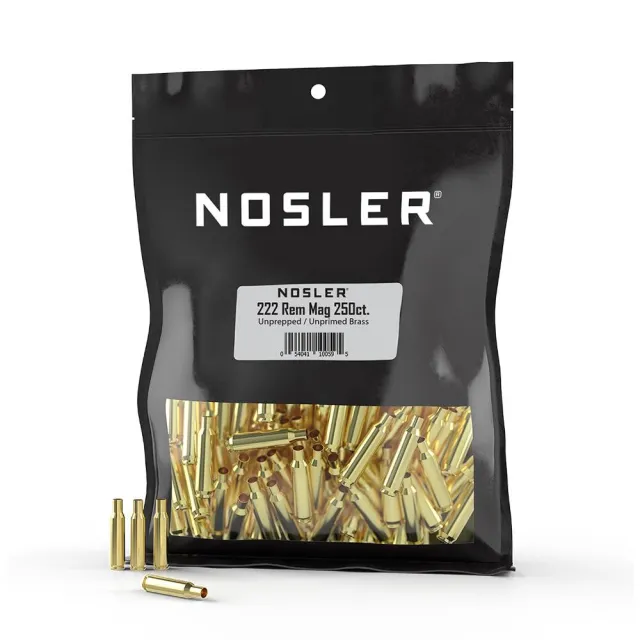 Nosler Unprimed Unprepped Brass .222 Rem Mag 250 Count Bulk Cases - Nosler - 222 REMINGTON MA
