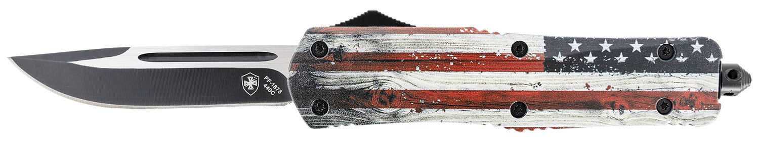 Buy Templar LWUS331 Wood US Flag 3.5" OTF Drop Point Knife Aluminum Handle online