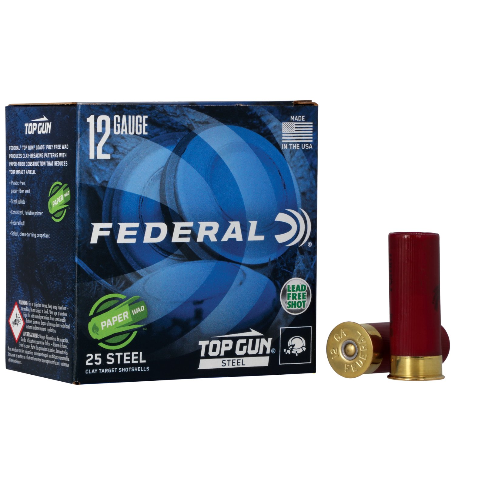 Buy Federal Top Gun 12 Gauge Steel Shot Ammunition: 25 Rounds, 7.5 Shot Size, 1oz Weight, 1250 FPS Velocity, TG12WS1 Model online