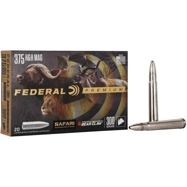 Federal Premium Safari Cape-Shok P375T1 375 H&H Mag 300 gr Trophy Bonded Bear Claw (TBBC) Ammo 20 Per Box/ 10 Cs - Federal Premium Ammunition - 375 H&H Mag