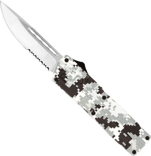 CobraTec Lightweight OTF Winter Digi 3.25 In DP Serrated Knife - CobraTec Knives