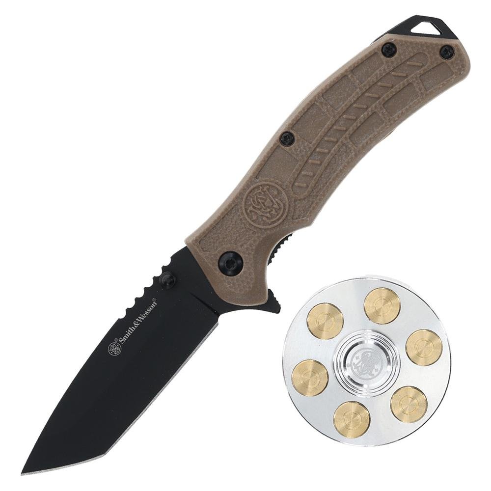 Buy Smith & Wesson Folding Knife and Fidget Spinner Combo 3 Tanto Blade Black online