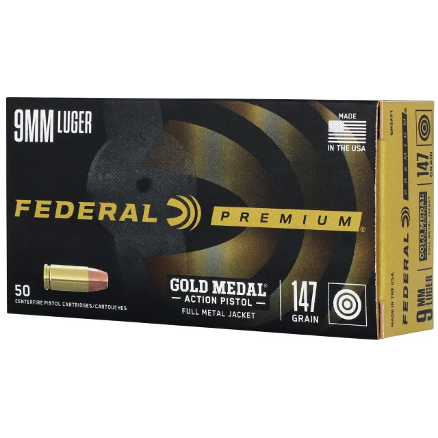Federal GM9AP1 9mm Luger 147 Grain FMJ 50 Rounds Brass Case