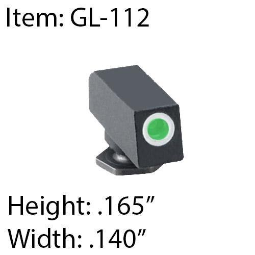 AmeriGlo GL-112 Tritium Front Sight 0.165"x0.140" Green/White for Glock - Ameriglo