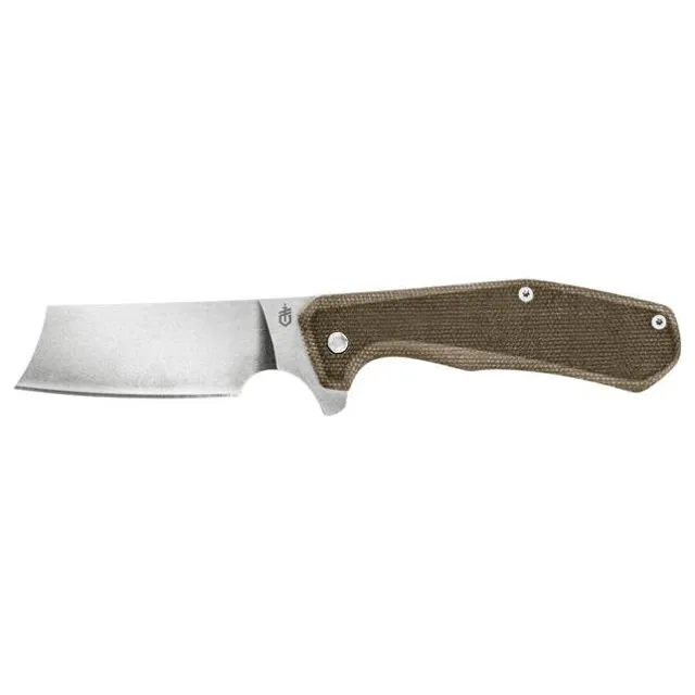 Gerber 30-001812 Asada Flipper Knife 3.2" D2 Cleaver Olive Micarta - Gerber