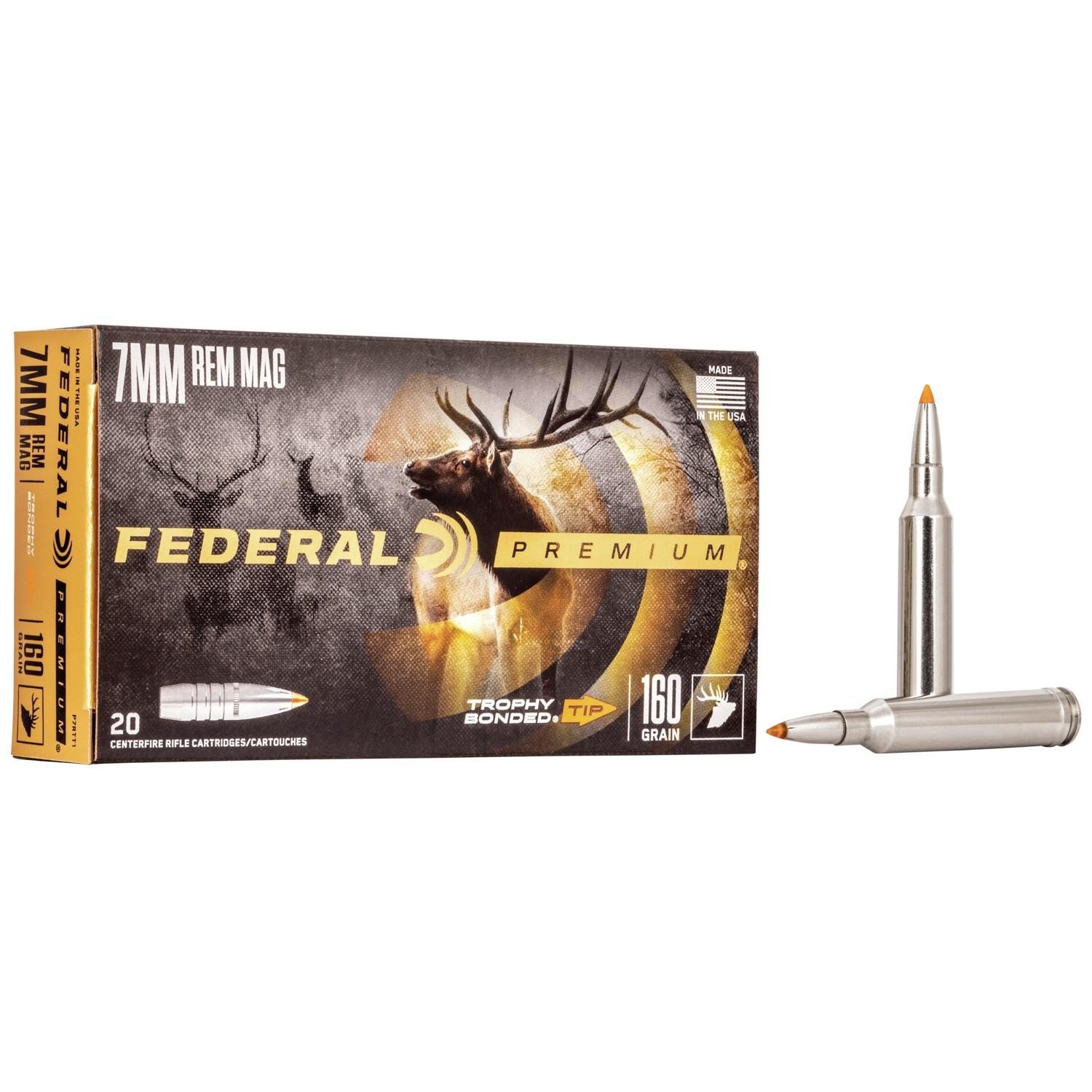 Federal PR7TT1 Premium Hunting 7mm Rem Mag 160 gr Trophy Bonded Tip 20 Per Box/ 10 Cs - Federal Premium Ammunition - 7mm Rem