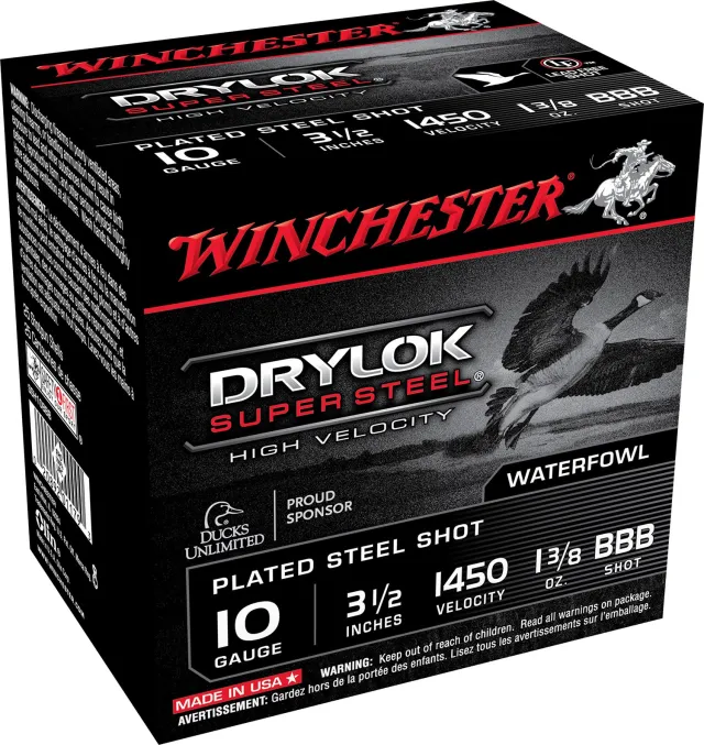 Winchester DryLok Super Steel 10Ga 1-3/8oz BBB 25rd Shotshells (SSH10BBB)