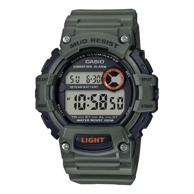 Casio Mud-Resistant Digital Watch Vibration Alarm TRT110H-3AV