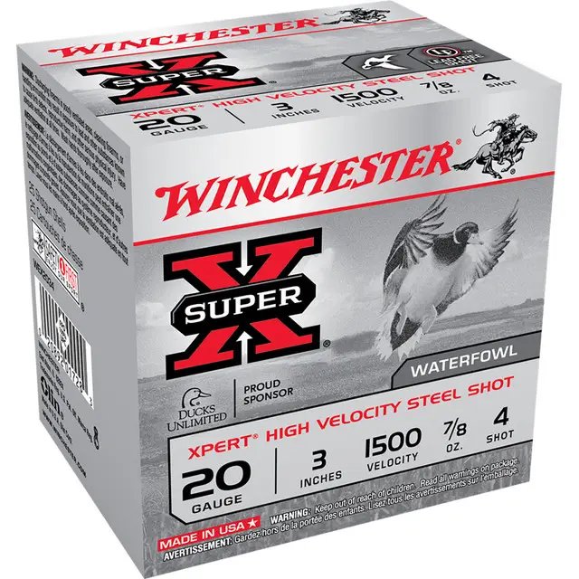 Winchester Ammo WEX2034 Super X Xpert High Velocity 20 Gauge 3" 7/8 oz 1500 fps 4 Shot 25 Bx/10 Cs - Winchester - 20 Gauge