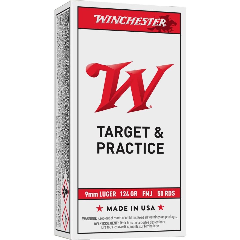 Winchester USA Pistol Ammo 9mm Luger FMJ 124 Grain 50 Rounds - Winchester - 9mm Luger