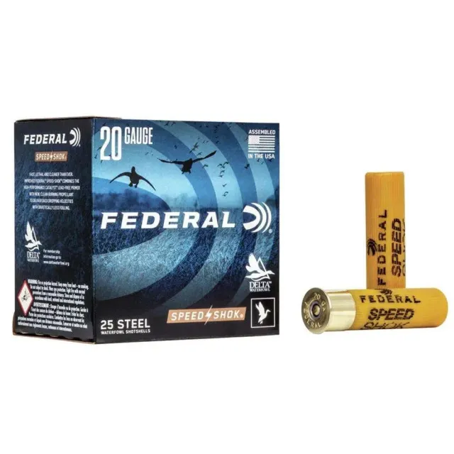 Buy Federal Premium Speed-Shok 20 Gauge 3" 7/8oz Steel Shotshells - 25 Rounds, High-Velocity, Waterfowl Ammo online