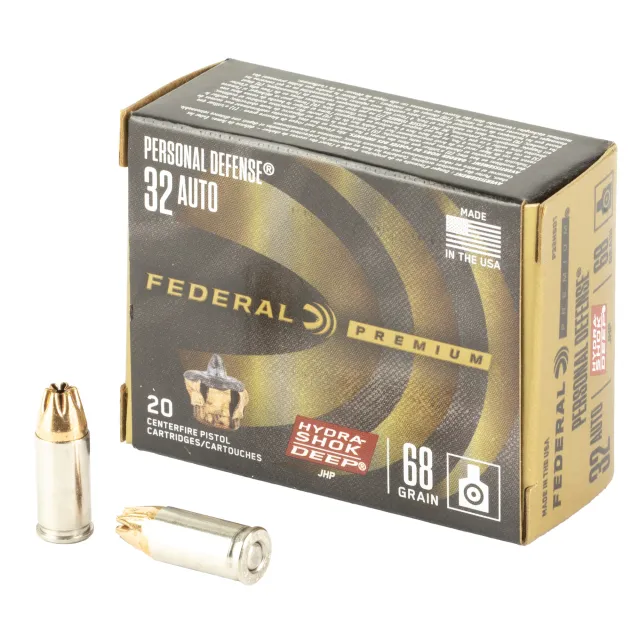 Federal P32HSD1 Hydra-Shok Deep 32ACP 68gr JHP 20 Rounds - Federal Premium Ammunition - 32 ACP for sale at Bang-Bang Tactical