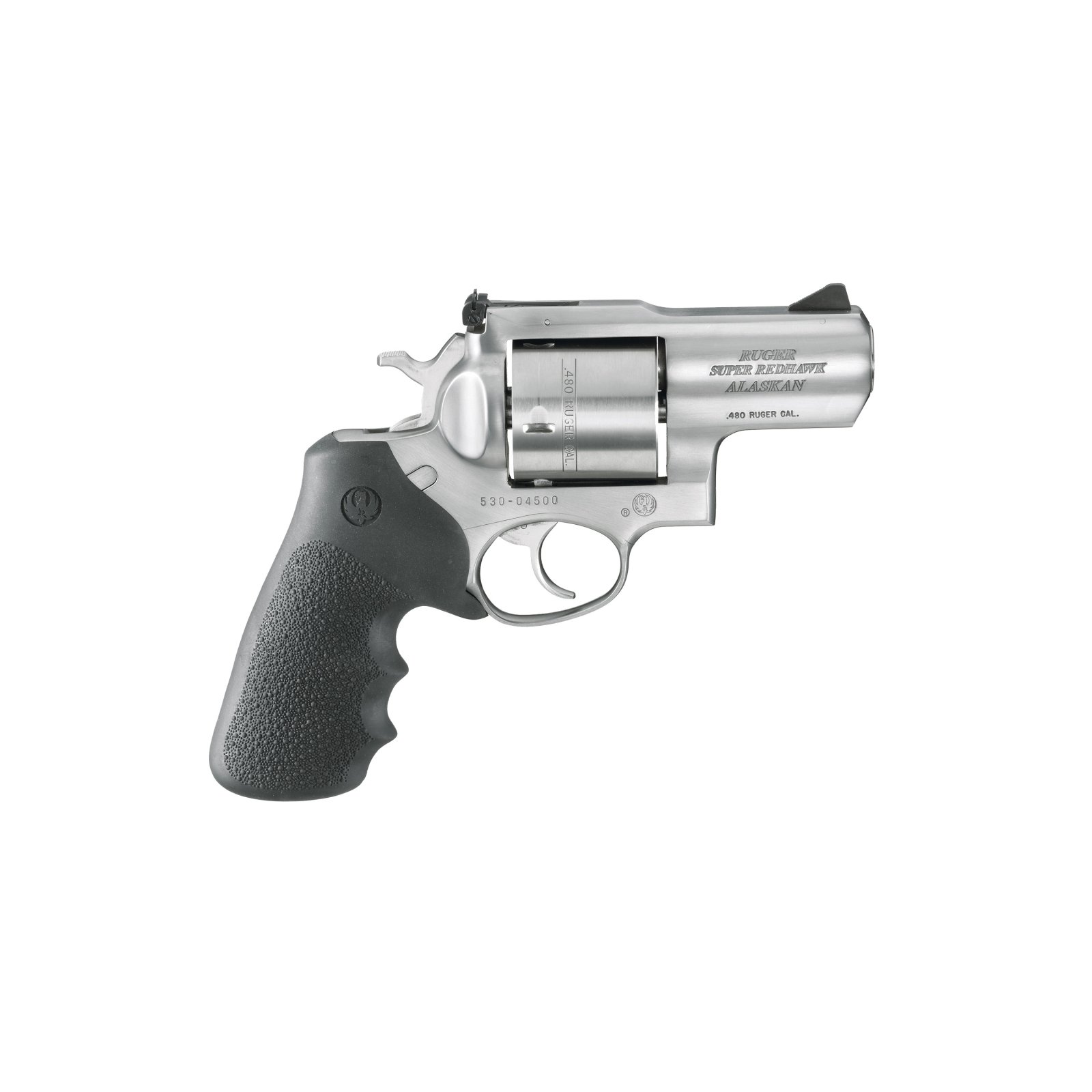 Ruger 5302 Super Redhawk Alaskan Revolver, 480 Caliber, 2.5" Barrel, 6-Round Cylinder, Satin Stainless Finish, Hogue Tamer Grip - Ruger - 480 Ruger