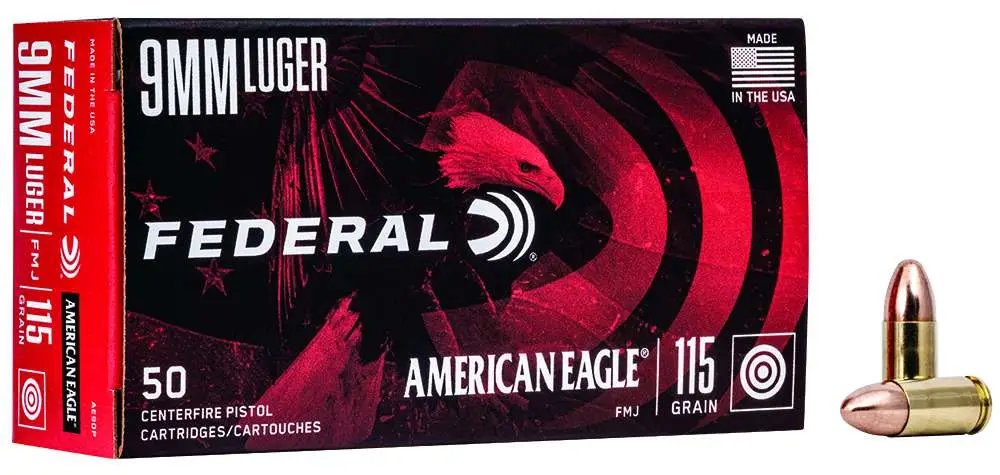 Federal AE9DP 9mm Luger 115 Grain FMJ 50 Rounds Per Box - Federal Premium Ammunition - 9mm Luger