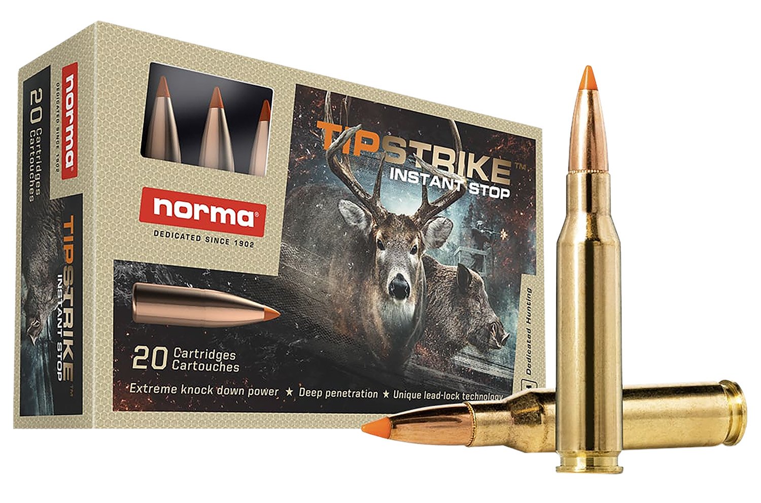 Norma 20170362 Tipstrike 7mm-08 Rem 160gr Polymer Tip Hunting Ammo 20rd - Norma - 7mm-08 Rem