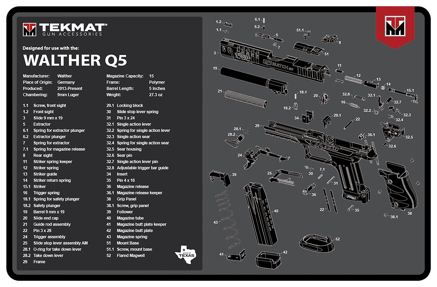 Buy TEKMAT TEKR17WALQ5SF 11x17 Black Cleaning Mat Rubber Thermoplastic Fiber online