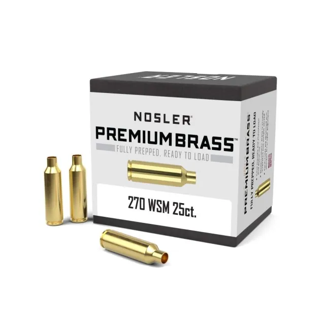 Nosler Unprimed Brass Rifle Cartridge Cases .270 WSM 25 Count - Nosler - 270 WSM
