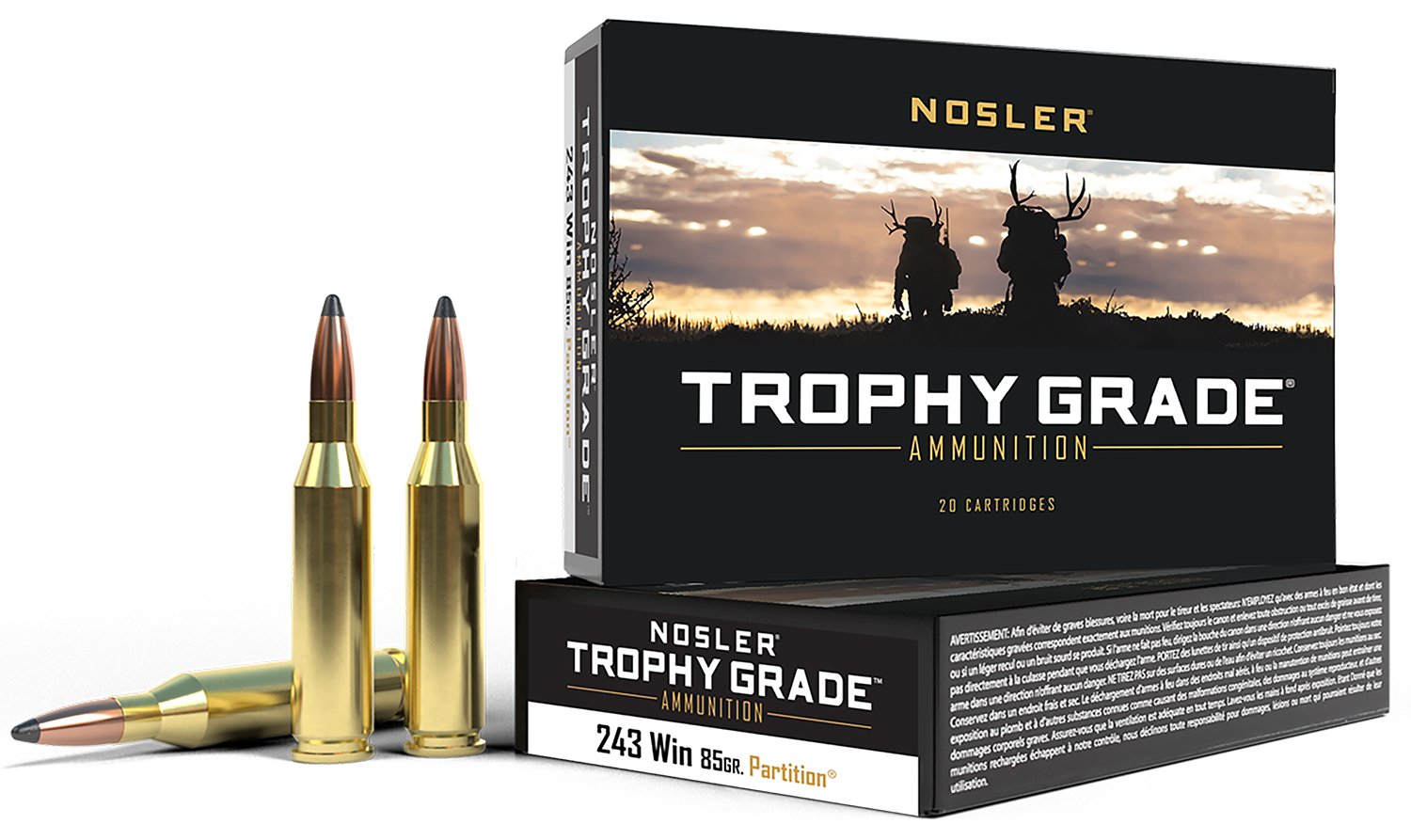 Buy Nosler 60002 .243 Winchester 85 Grain Spitzer Partition 20 Rounds online