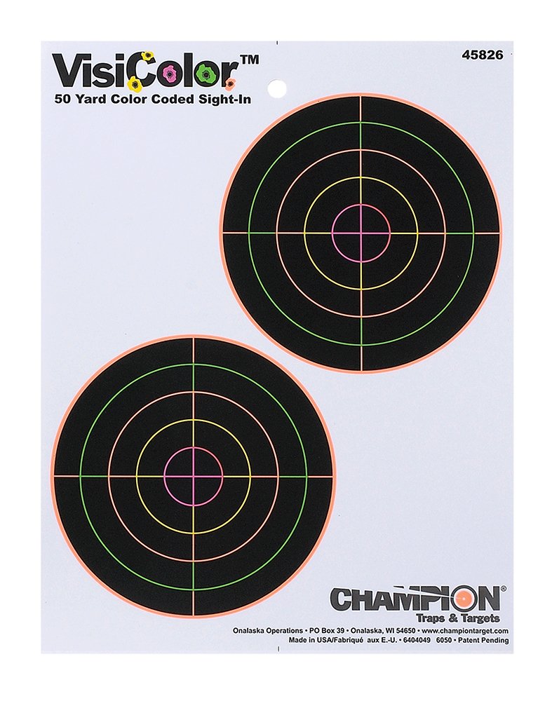 Buy Champion Targets 45826 VisiColor 5" Double Bullseye Paper Self-Adhesive 8.50" x 11" Multi-Color 10 Pk. online