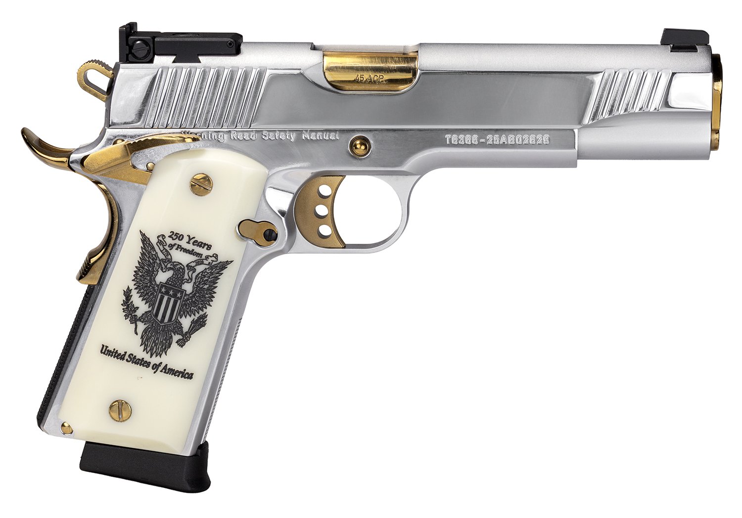 EAA 391094 MC1911 250TH 45 ACP 5" Polished Chrome Semi-Auto Pistol - EAA - 45 ACP
