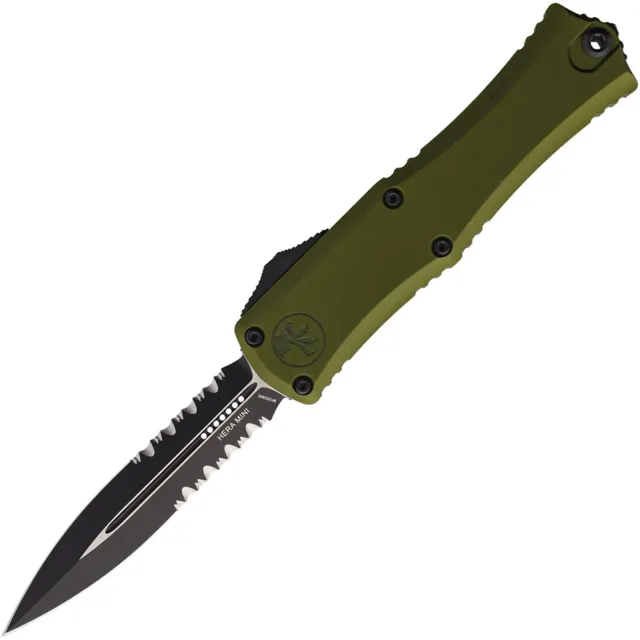 Microtech Hera II Mini 1702M-2OD 2.96 In D/E Black Part Serrated OD Green - MICROTECH
