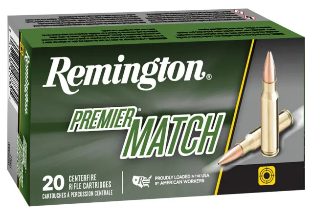 Buy Remington Premier Match 27682: .223 Remington, 52 Grain, Boat Tail Hollow Point, Brass Cased, Centerfire Rifle Ammo, 20 Rounds online