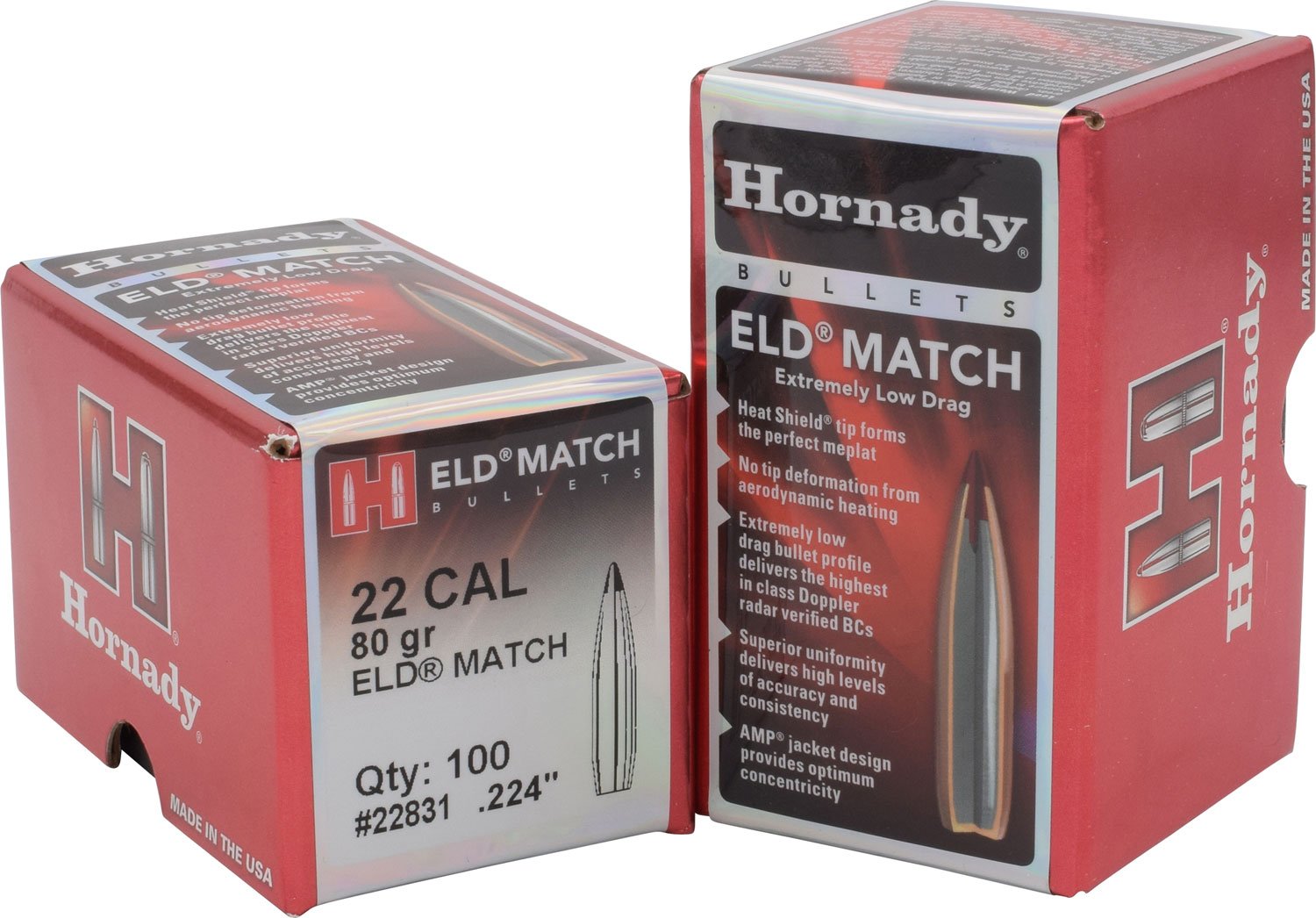 Hornady 22831 ELD Match 22 Cal .224 80 gr Extremely Low Drag-Match (ELD-M) - 100/Box 30/Case - Hornady - 22 Caliber