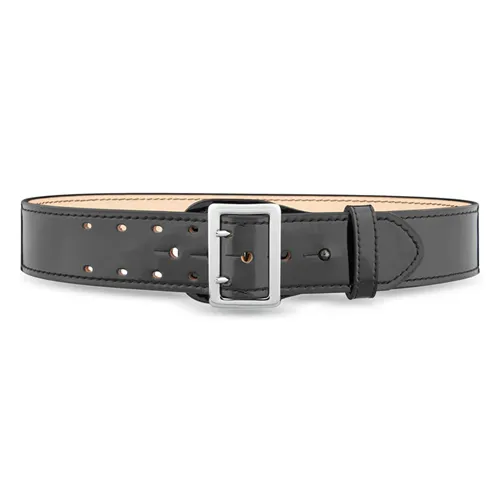 Dutyman Sam Browne 2-1/4In High-Gloss Leather 2-Row Stitch Nickel Buckle