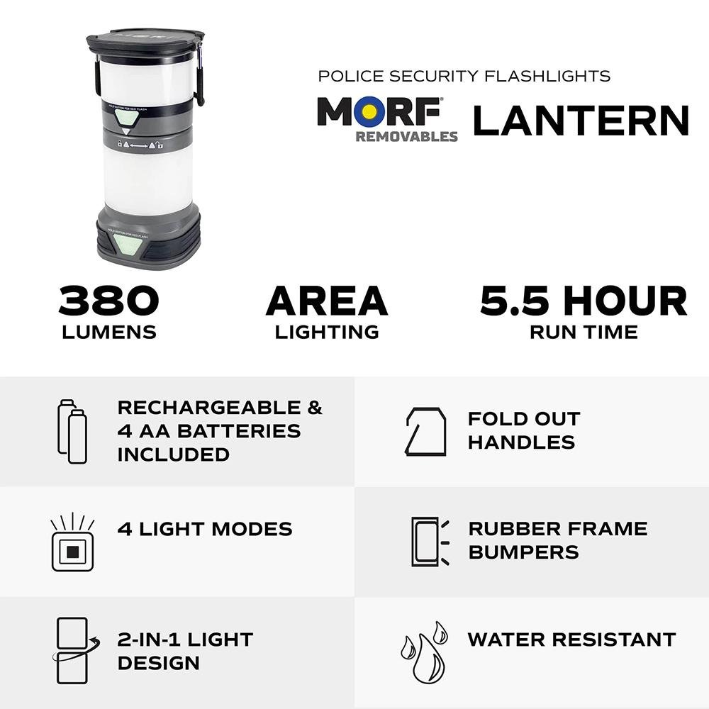 Police Security 98971 MORF Lantern 350 Lumens Rechargeable & 4AA - LB Marketing Inc DBA Police Security Flashlights