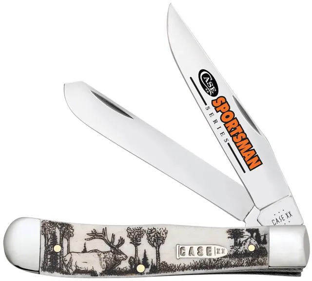 Case 81222 Trapper Folding Knife, Tru-Sharp SS, Elk Bone Handle - Case Cutlery