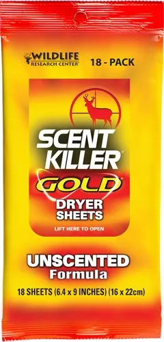 Wildlife Research Scents WR Scent Killr Gold Dryer Sheets 18 Pack - Wildlife Research Center