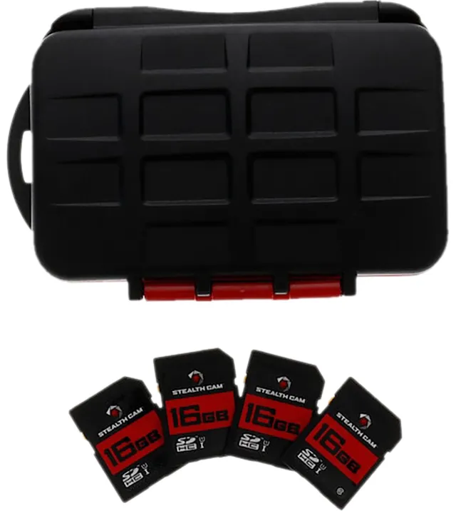 Stealth Cam STC-MCSC-16GB4PK 16GB SD Card 4-Pack with Storage Case - Stealth Cam