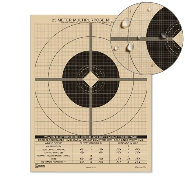 Rite in the Rain 25 Meter MIL Target Waterproof Paper Pads