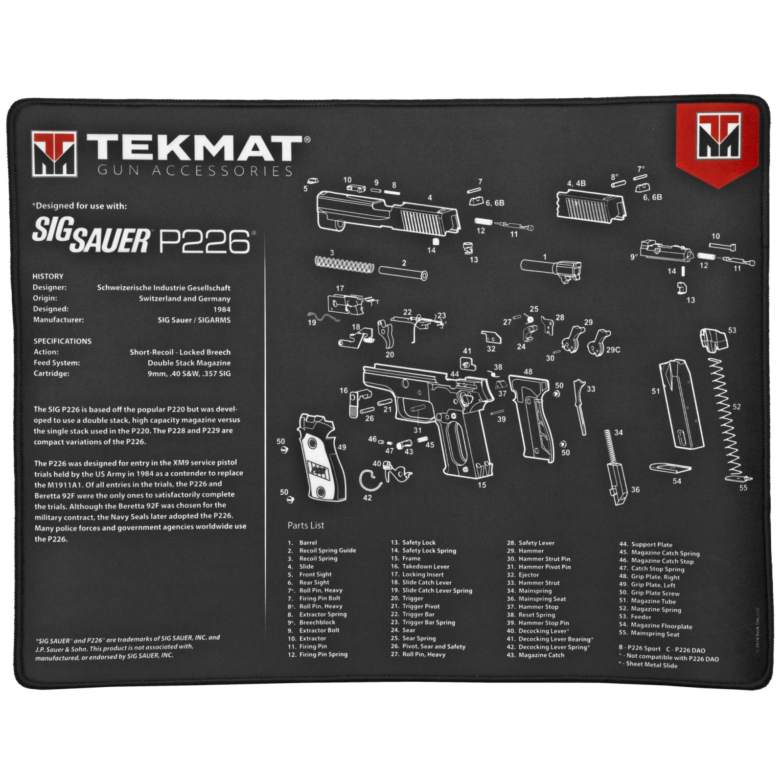 Buy TekMat Sig Sauer P226 Ultra 20" Cleaning Mat Black/White online