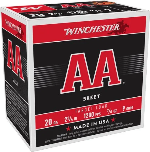 Winchester AA 20GA 7/8oz #9 1200FPS 250rd Case - High Velocity Lead Shot - Winchester - 20 Gauge